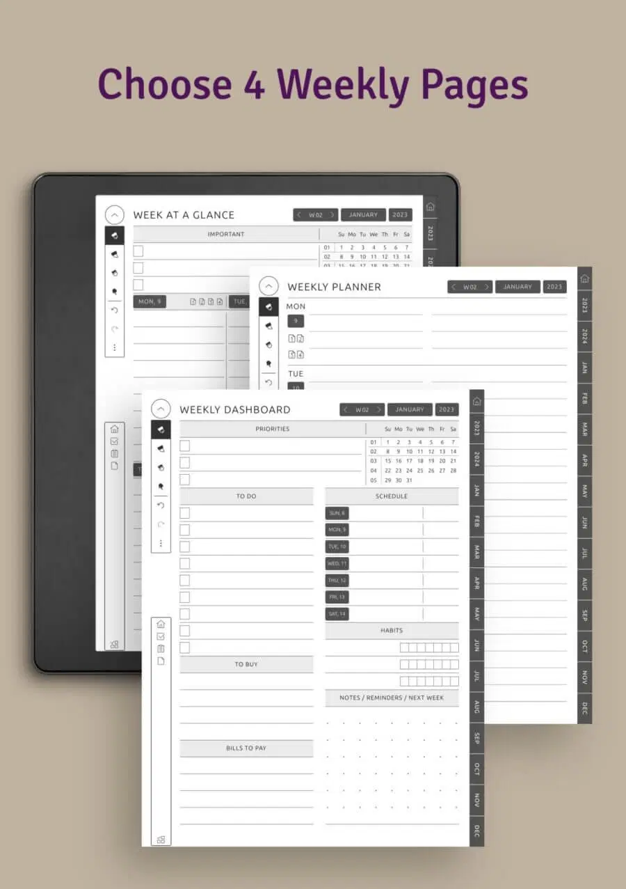 printable kindle scribe ultimate planner template3 0