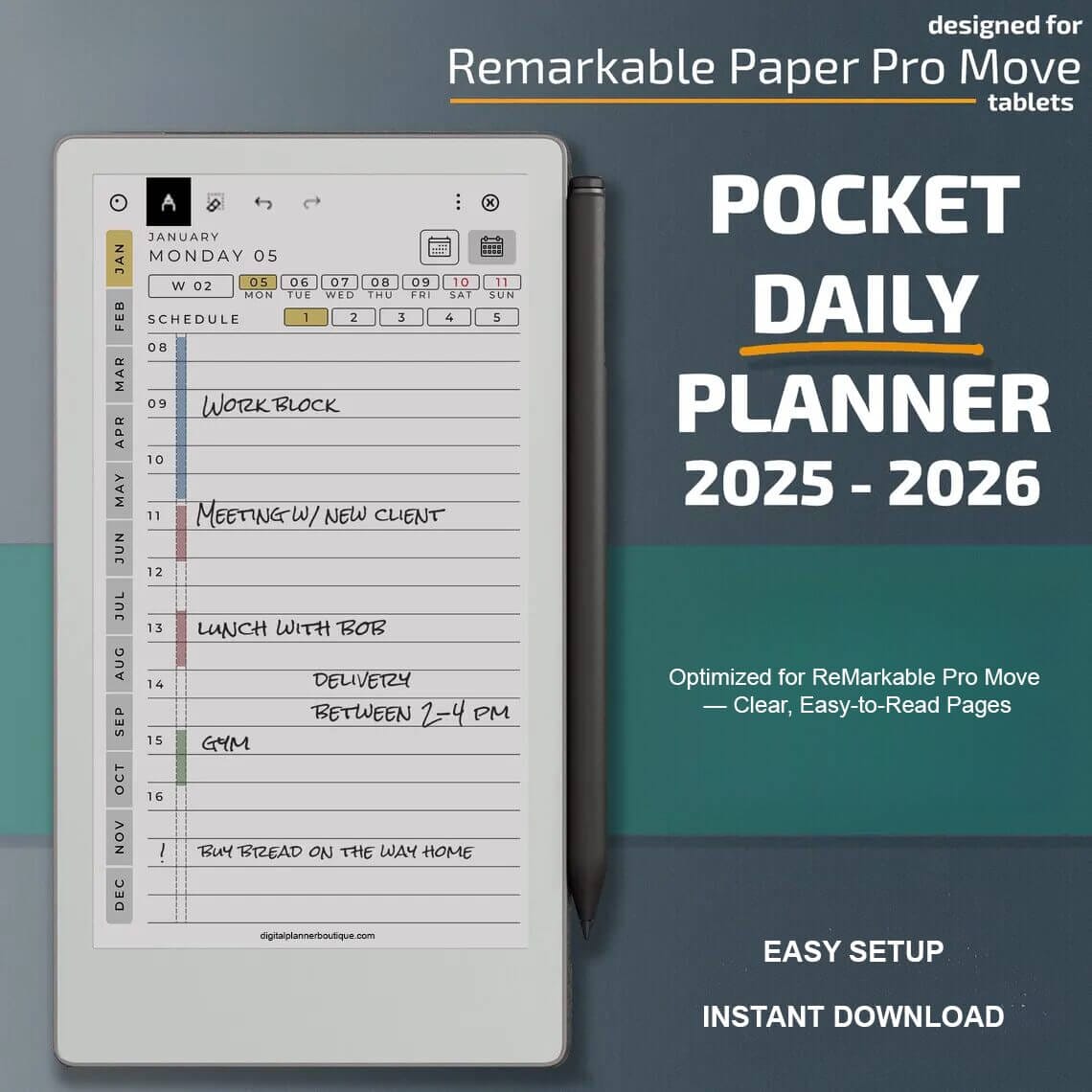 reMarkable Paper Pro Move Daily Planner